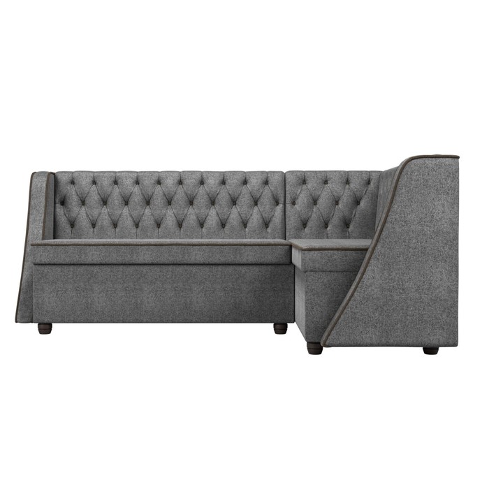 Кухонный угловой диван «Лофт», правый угол, рогожка, цвет серый / коричневый - фото 1907656467