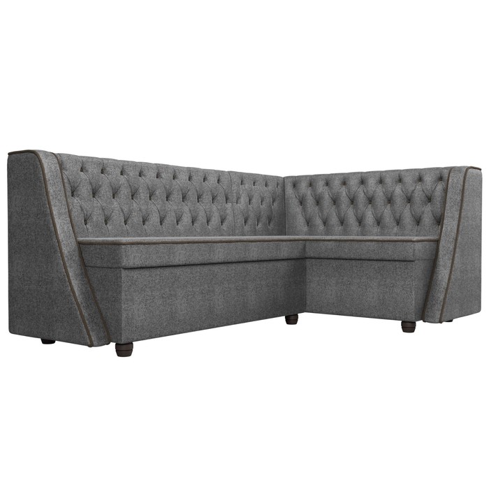 Кухонный угловой диван «Лофт», правый угол, рогожка, цвет серый / коричневый - фото 1907656468