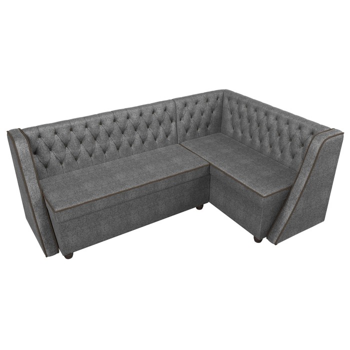 Кухонный угловой диван «Лофт», правый угол, рогожка, цвет серый / коричневый - фото 1907656470