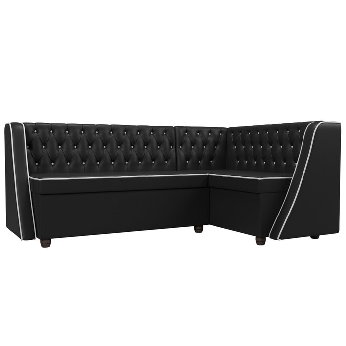 Кухонный угловой диван «Лофт», правый угол, экокожа, цвет чёрный / белый - фото 1907656483