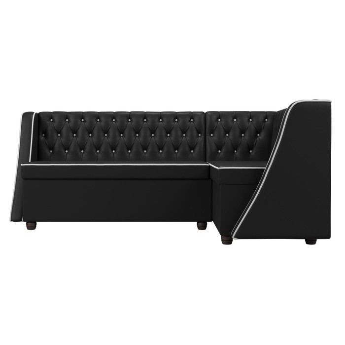 Кухонный угловой диван «Лофт», правый угол, экокожа, цвет чёрный / белый - фото 1907656484