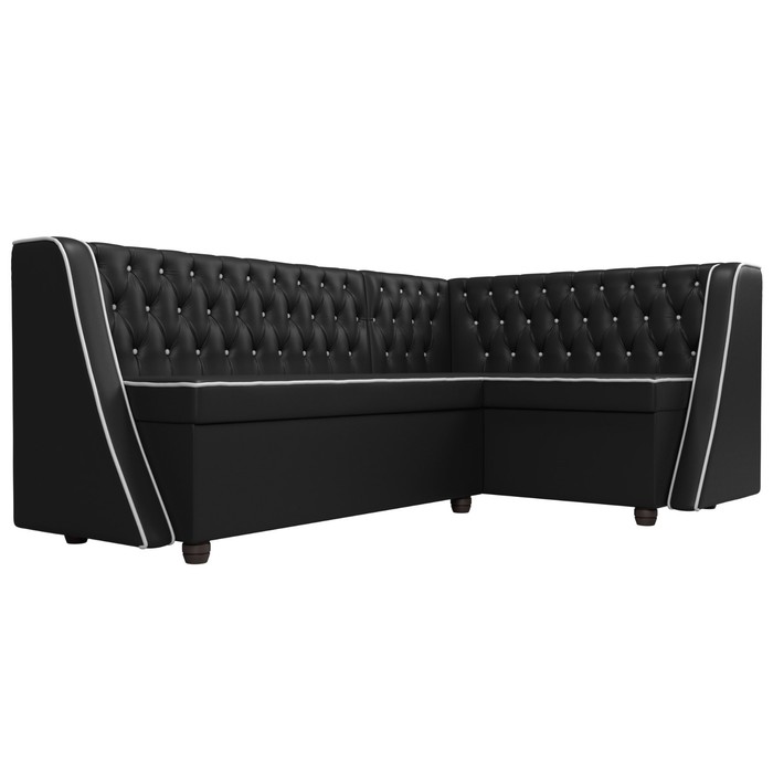 Кухонный угловой диван «Лофт», правый угол, экокожа, цвет чёрный / белый - фото 1907656485