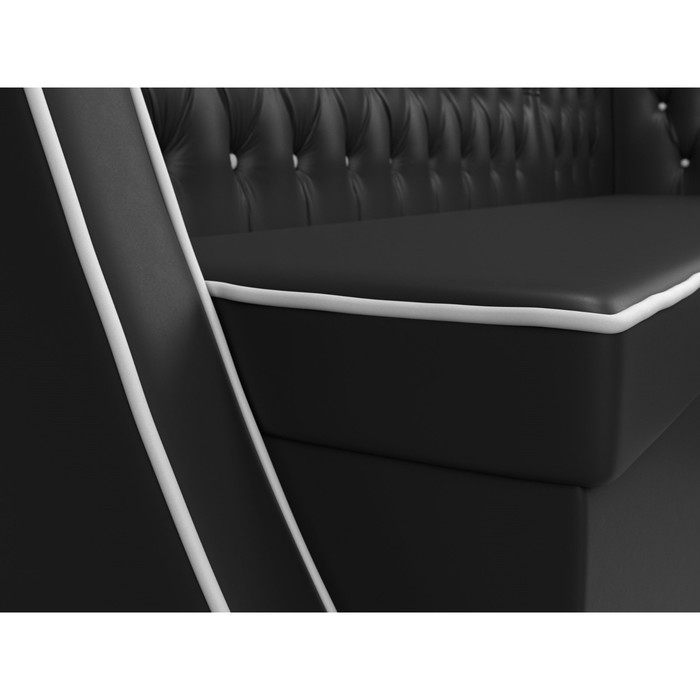 Кухонный угловой диван «Лофт», правый угол, экокожа, цвет чёрный / белый - фото 1907656486