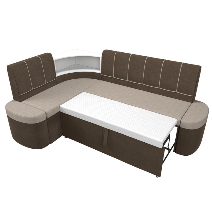 Кухонный угловой диван «Тефида», левый угол, дельфин, рогожка, цвет бежевый / коричневый - фото 1907656539
