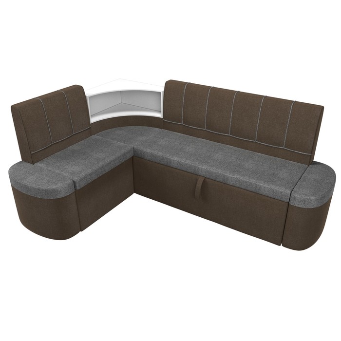Кухонный угловой диван «Тефида», левый угол, дельфин, рогожка, цвет серый / коричневый - фото 1907656549