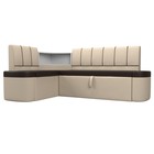 Кухонный угловой диван «Тефида», левый угол, дельфин, экокожа, цвет коричневый / бежевый - фото 298453895