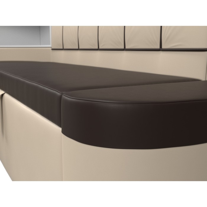 Кухонный угловой диван «Тефида», левый угол, дельфин, экокожа, цвет коричневый / бежевый - фото 1907656568