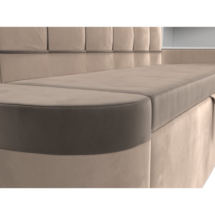 Кухонный угловой диван «Тефида», правый угол, дельфин, велюр, цвет коричневый / бежевый - фото 1907656577