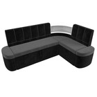 Кухонный угловой диван «Тефида», правый угол, механизм дельфин, велюр, цвет серый / чёрный - Фото 5