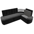Кухонный угловой диван «Тефида», правый угол, механизм дельфин, велюр, цвет серый / чёрный - Фото 6