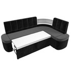 Кухонный угловой диван «Тефида», правый угол, механизм дельфин, велюр, цвет серый / чёрный - Фото 7