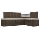 Кухонный угловой диван «Тефида», правый угол, дельфин, рогожка, цвет бежевый / коричневый - фото 298453947