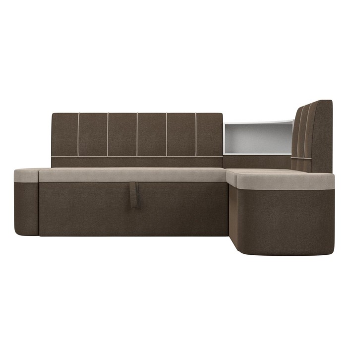 Кухонный угловой диван «Тефида», правый угол, дельфин, рогожка, цвет бежевый / коричневый - фото 1907656618
