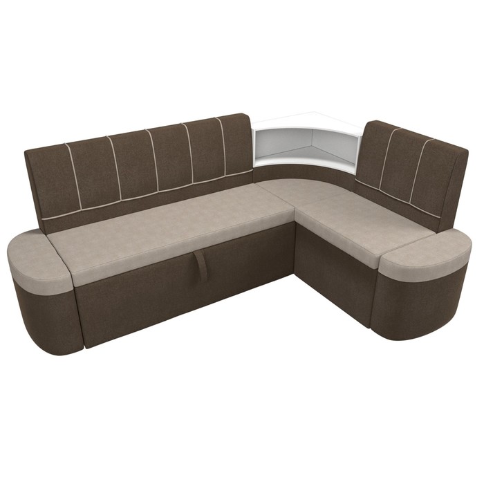 Кухонный угловой диван «Тефида», правый угол, дельфин, рогожка, цвет бежевый / коричневый - фото 1907656621