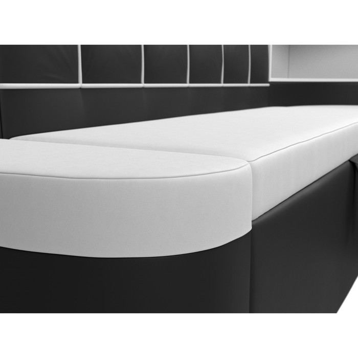 Кухонный угловой диван «Тефида», правый угол, дельфин, экокожа, цвет белый / чёрный - фото 1907656642
