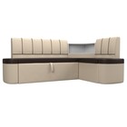 Кухонный угловой диван «Тефида», правый угол, дельфин, экокожа, цвет коричневый / бежевый - фото 298453978