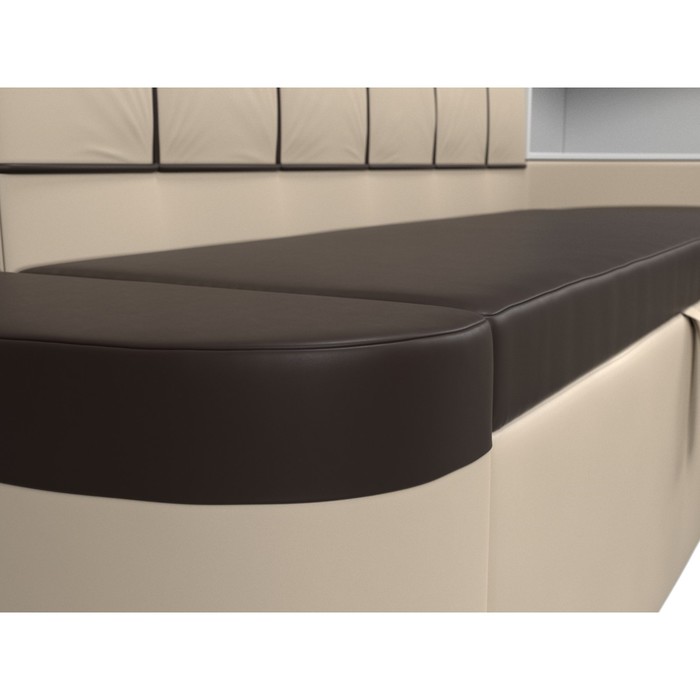 Кухонный угловой диван «Тефида», правый угол, дельфин, экокожа, цвет коричневый / бежевый - фото 1907656651