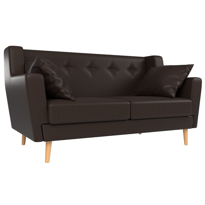 Прямой диван «Брайтон 2», экокожа, цвет коричневый