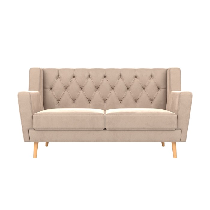 Прямой диван «Брайтон 2 Люкс», велюр, цвет бежевый - фото 1911899430