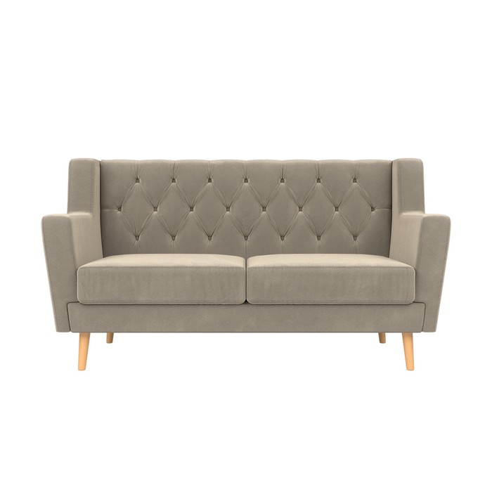 Прямой диван «Брайтон 2 Люкс», микровельвет, цвет бежевый - фото 1907656788