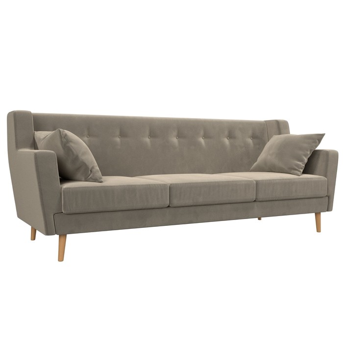 Прямой диван «Брайтон 3», микровельвет, цвет бежевый - Фото 1