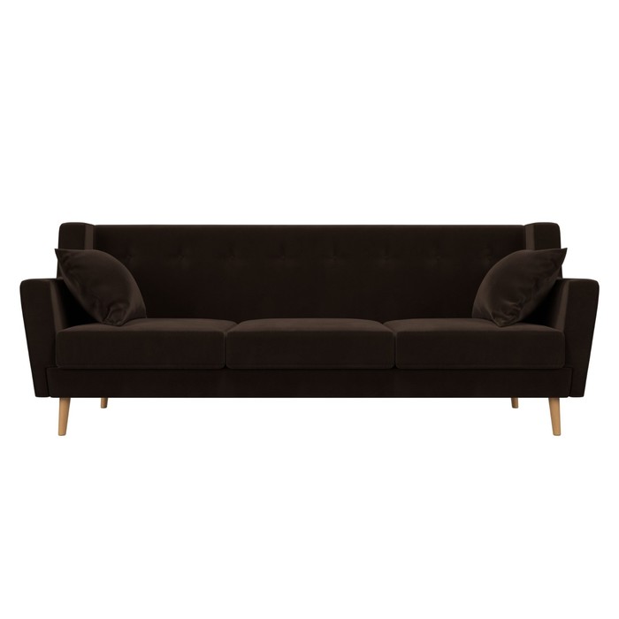 Прямой диван «Брайтон 3», микровельвет, цвет коричневый - фото 1906209430