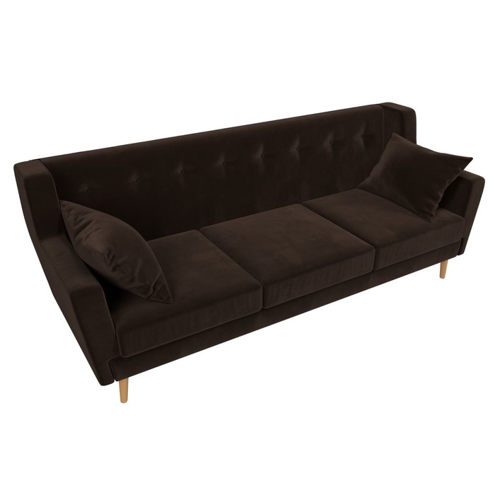 Прямой диван «Брайтон 3», микровельвет, цвет коричневый - фото 1906209432