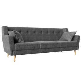 Прямой диван «Брайтон 3», рогожка, цвет серый