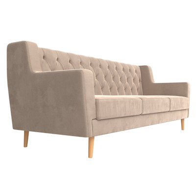 Диван прямой «Брайтон 3 Люкс», велюр, цвет бежевый