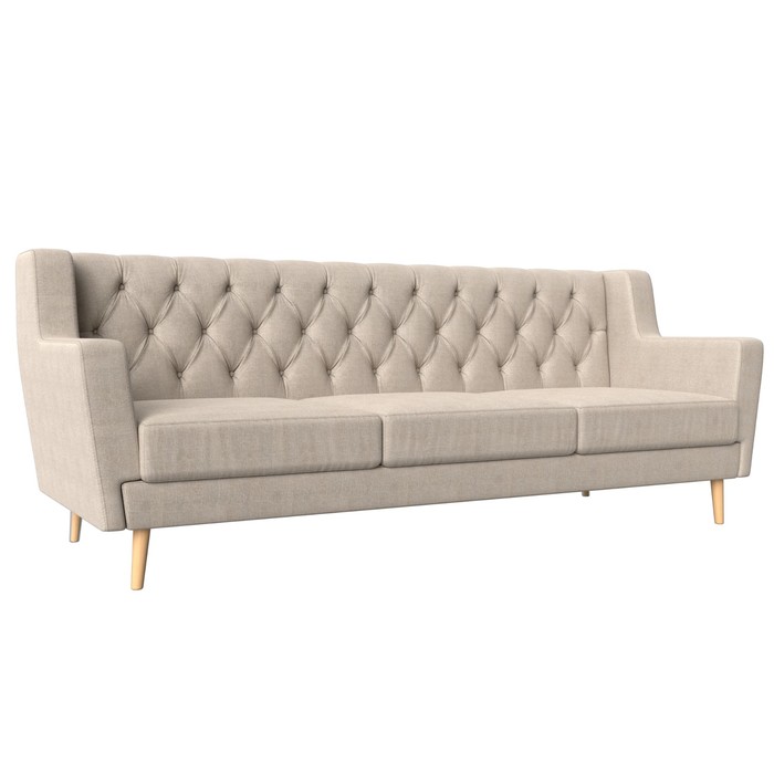 Прямой диван «Брайтон 3 Люкс», рогожка, цвет бежевый - фото 1906209490