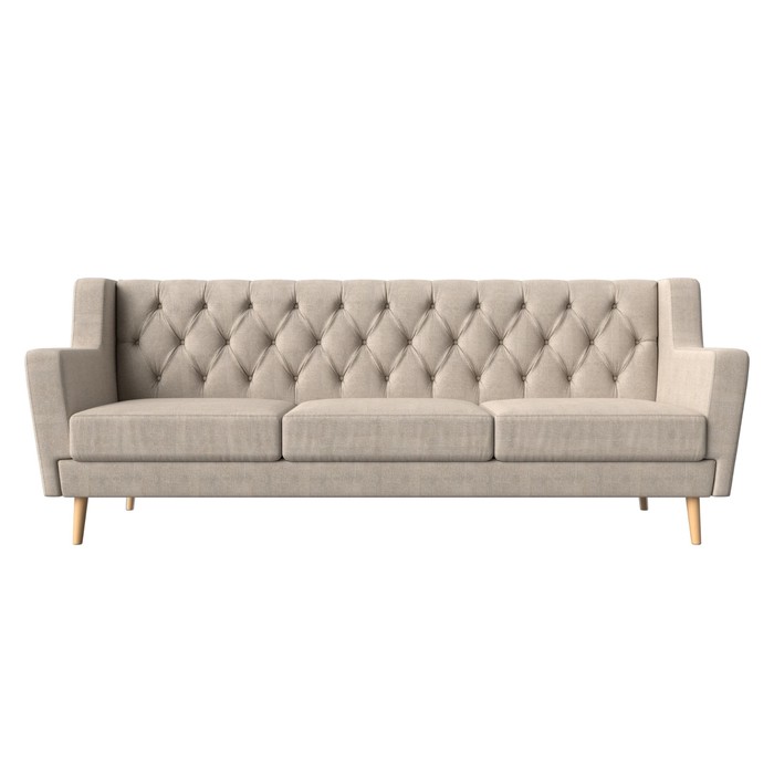 Прямой диван «Брайтон 3 Люкс», рогожка, цвет бежевый - фото 1906209491