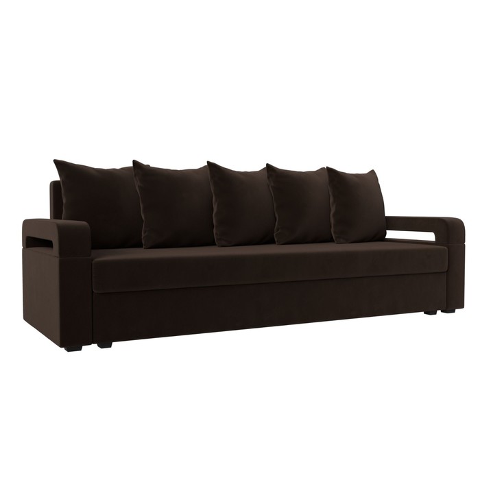 Прямой диван «Гермес лайт», механизм еврокнижка, микровельвет, цвет коричневый