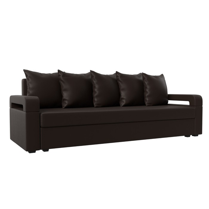 Прямой диван «Гермес лайт», механизм еврокнижка, экокожа, цвет коричневый