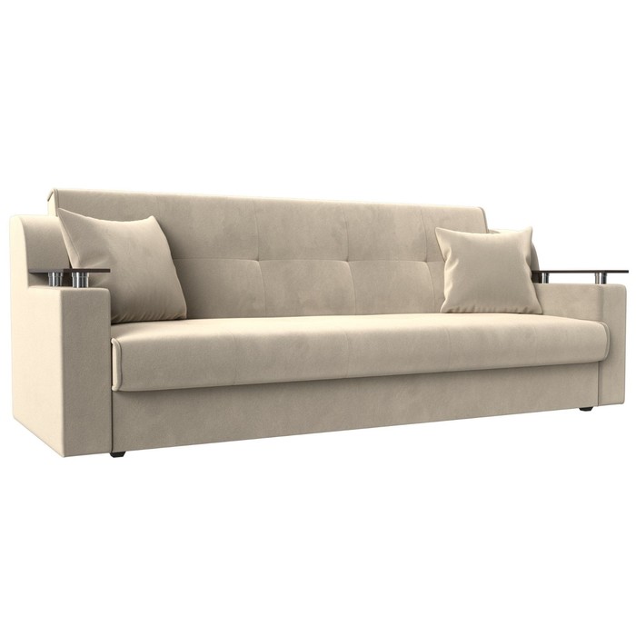 Прямой диван «Сенатор», ППУ, механизм книжка, микровельвет, цвет бежевый - Фото 1