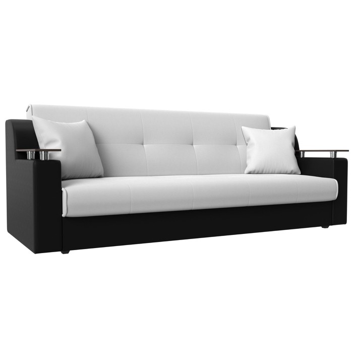 Прямой диван «Сенатор», механизм книжка, экокожа, цвет белый / чёрный - Фото 1