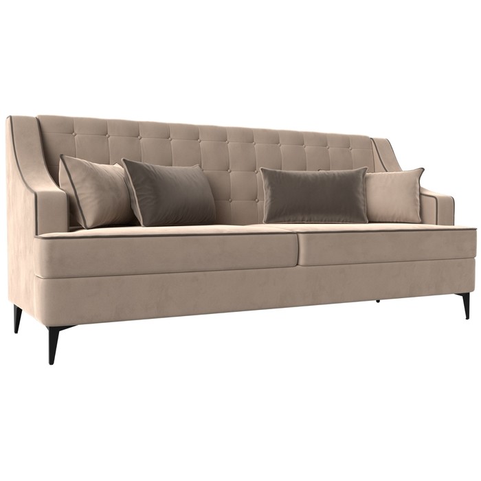 Прямой диван «Марк», велюр, цвет бежевый / коричневый - фото 1910591655