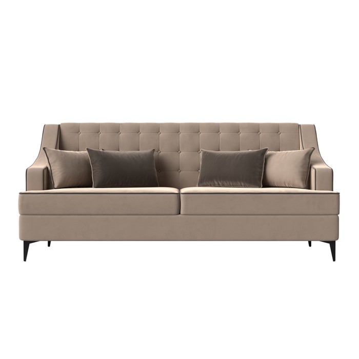 Прямой диван «Марк», велюр, цвет бежевый / коричневый - фото 1910591656