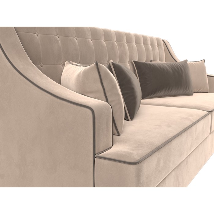 Прямой диван «Марк», велюр, цвет бежевый / коричневый - фото 1910591658