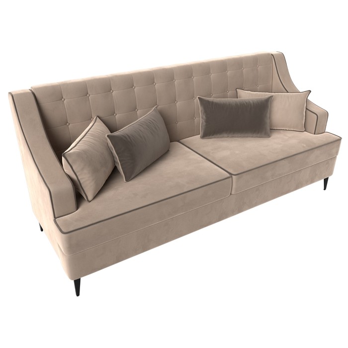 Прямой диван «Марк», велюр, цвет бежевый / коричневый - фото 1910591659