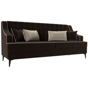 Прямой диван «Марк», микровельвет, цвет коричневый / бежевый