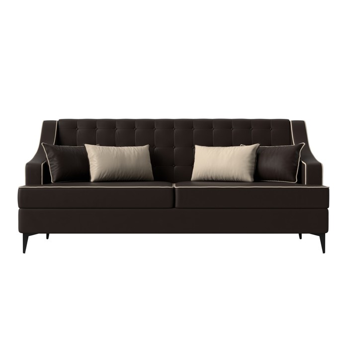 Прямой диван «Марк», экокожа, цвет коричневый / бежевый - фото 1885590541