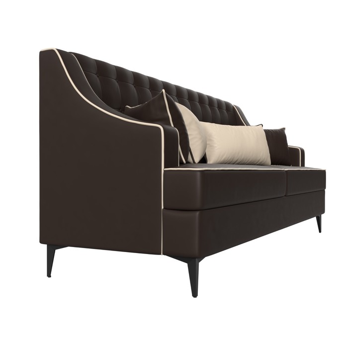 Прямой диван «Марк», экокожа, цвет коричневый / бежевый - фото 1885590542