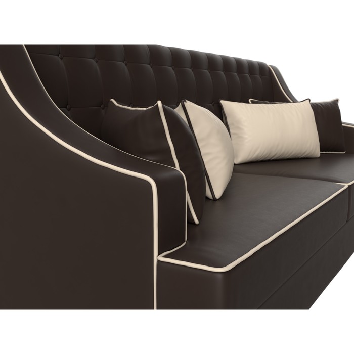 Прямой диван «Марк», экокожа, цвет коричневый / бежевый - фото 1885590543