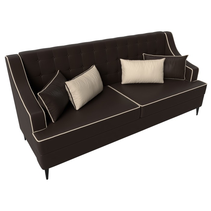Прямой диван «Марк», экокожа, цвет коричневый / бежевый - фото 1885590544