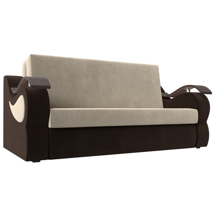 Прямой диван «Меркурий 140», механизм аккордеон, микровельвет, цвет бежевый / коричневый - Фото 1