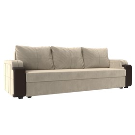 Прямой диван «Николь лайт», еврокнижка, микровельвет / экокожа, цвет бежевый / коричневый