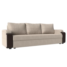 Прямой диван «Николь лайт», еврокнижка, рогожка / экокожа, цвет бежевый / коричневый