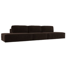 Прямой диван «Прага лофт лонг», механизм еврокнижка, микровельвет, цвет коричневый