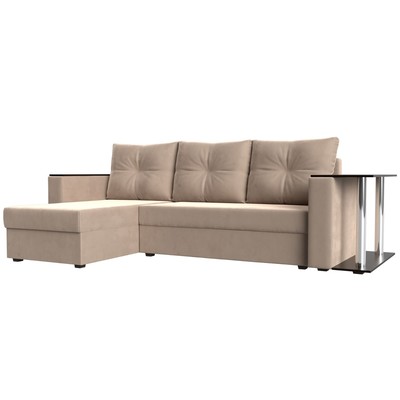 Диван угловой «Атланта Лайт», левый, механизм еврокнижка, велюр, цвет бежевый