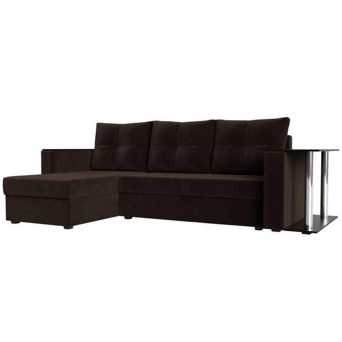 Угловой диван «Атланта лайт», левый угол, еврокнижка, микровельвет, цвет коричневый - Фото 1